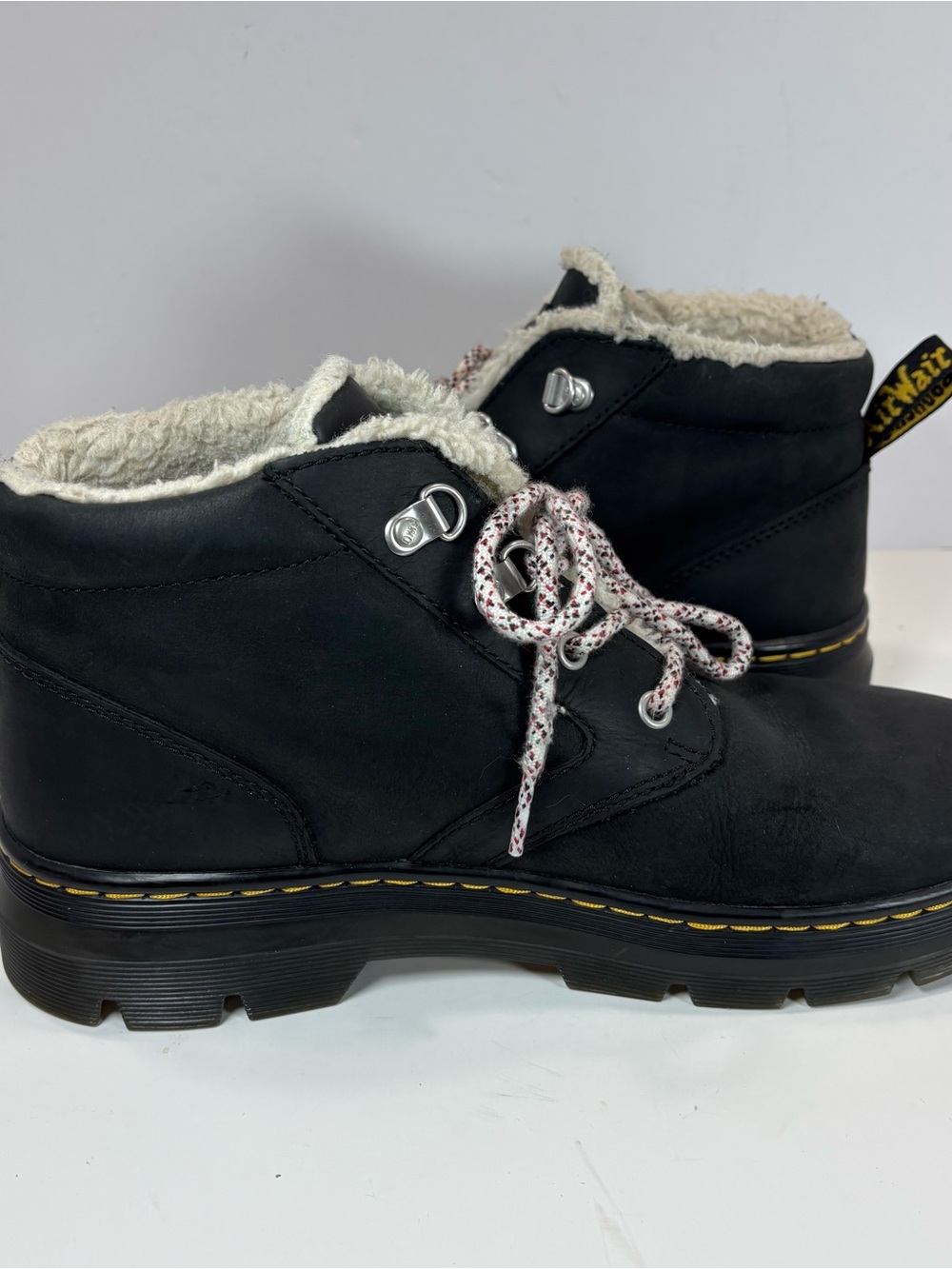 Dr. Martens Womens Sz 11 Bonny Black Leather Shearling Lined Ankle Lace Up Boot - Picture 6 of 10